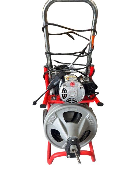K-400 Drain Cleaning Snake Auger 120-Volt Drum Machine with C-32IW 3/8 in. x 75 ft. Cable + 4-Piece Tool Set &amp; Gl, Condition: Used
