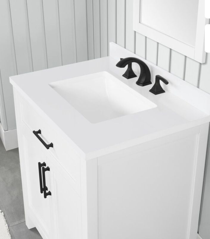 allen + roth Brinkhaven 30-in White Undermount Single Sink Bathroom Vanity with White Engineered Stone