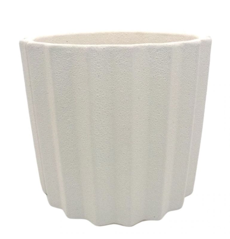 Round 8.3-in W × 8.3-in L White Ceramic Indoor/Outdoor Planter