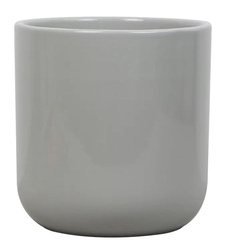 Round 6.7-in W × 6.7-in L Gray Ceramic Indoor Planter