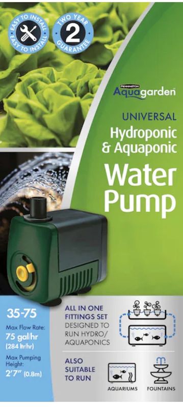 Hydroponic 75 -GPH Submersible Corded Electric Pond Pump