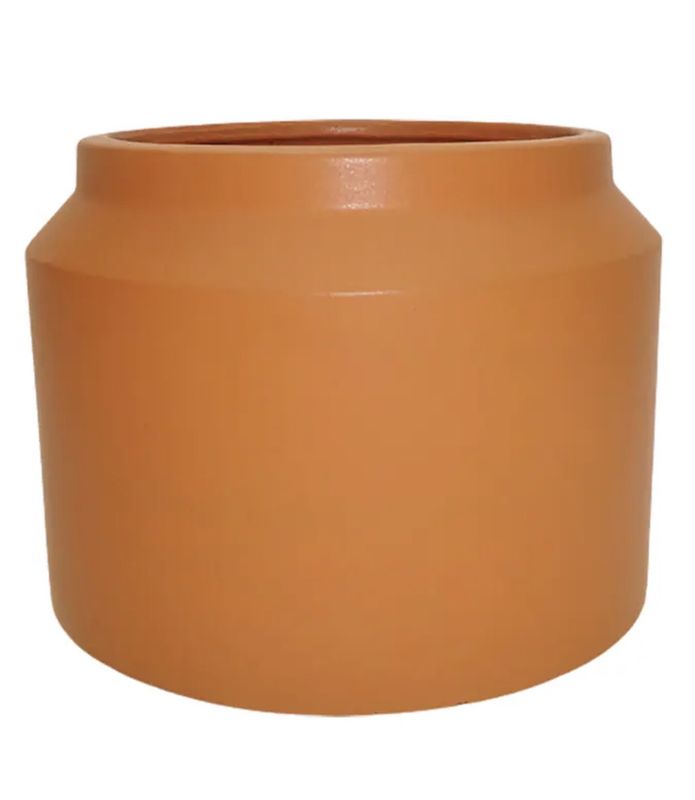 Round 8.1-in W × 8.1-in L Orange Ceramic Indoor/ Outdoor Planter