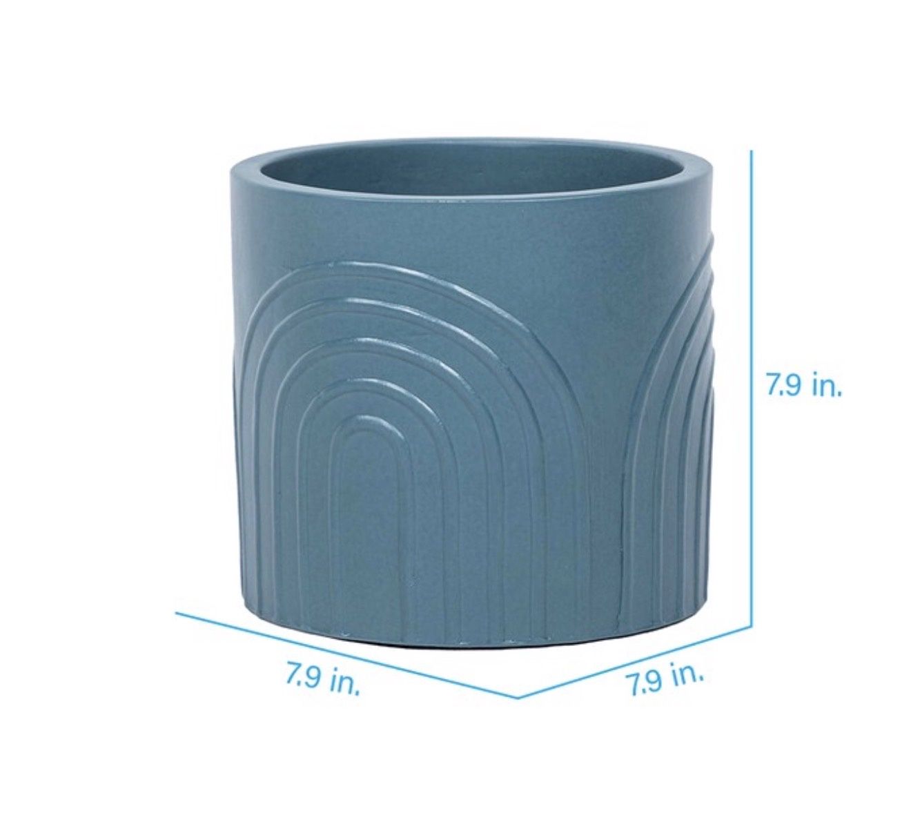 Round 7.9-in W x 7.9-in L Blue Ceramic Indoor/ Outdoor Planter
