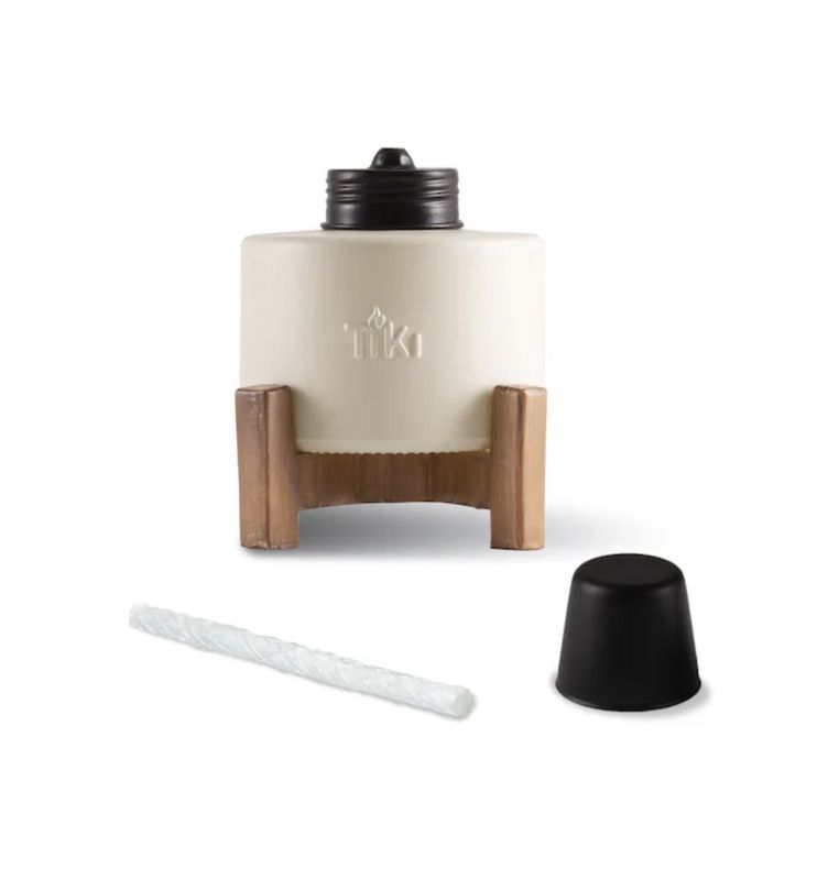 TIKI Brand Tabletop Torch 5 Inches Cool Gray Matte Glass Tabletop torch