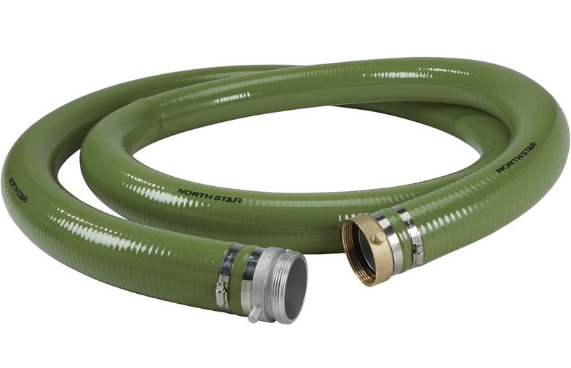 NorthStar Water Pump Suction Hose, 3in. x 15ft. Max. PSI 60, PVC, Industrial-Grade Aluminum Couplings