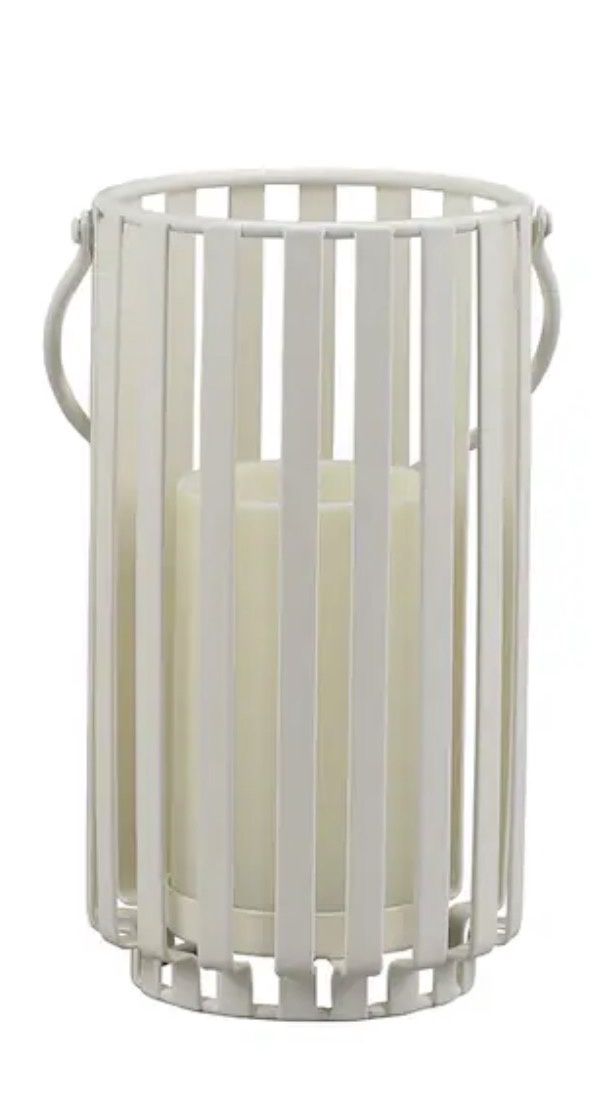 5.75-in × 10.5-in Cream white Metal LED light Outdoor Decorative Lantern