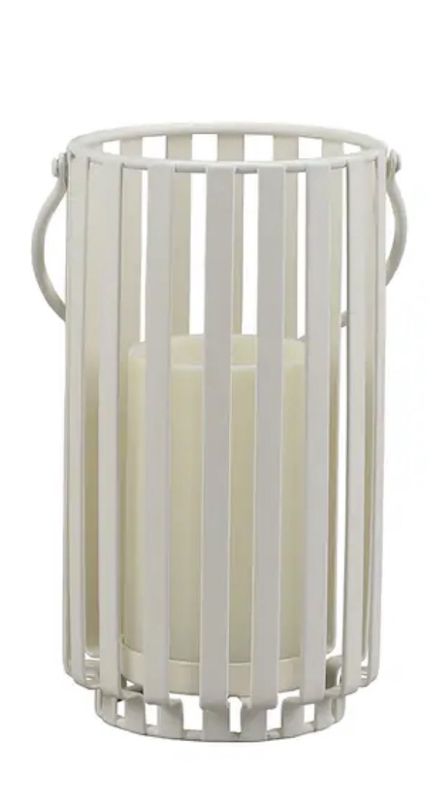 5.75-in × 10.5-in Cream white Metal LED light Outdoor Decorative Lantern