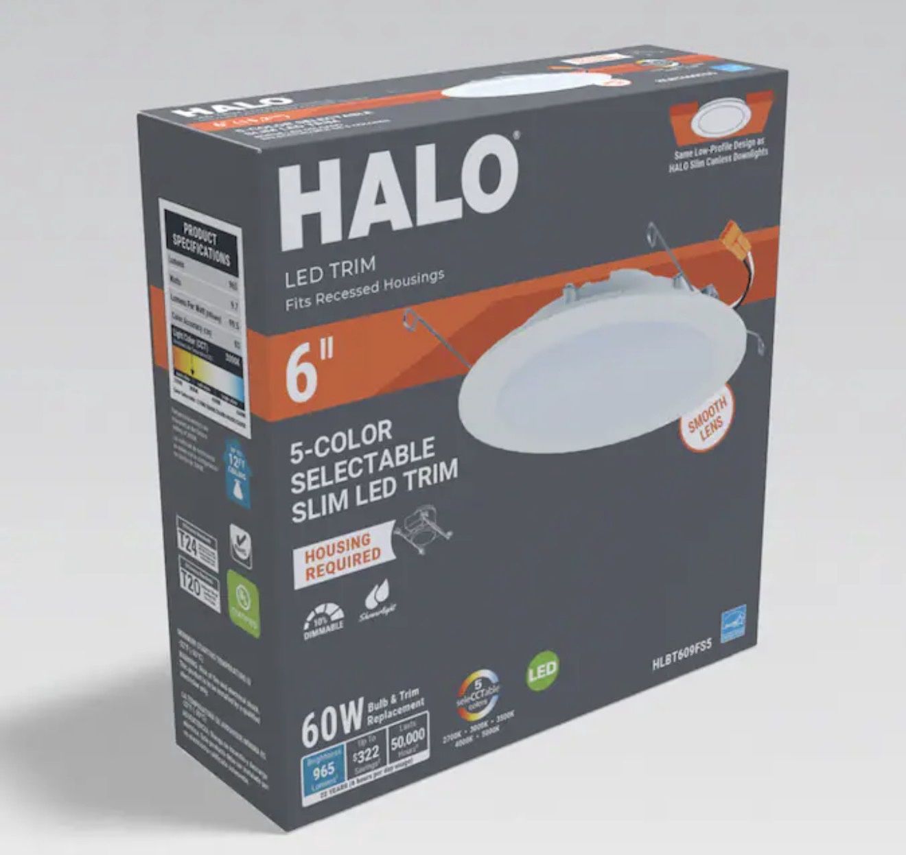 HLB Series White 6-in 965 -Lumens Switchable white Round Dimmable LED Wet rated