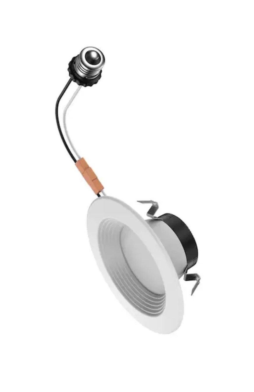 White 4-in 600 -Lumens Switchable Round Dimmable LED Canless Wet rated Recessed