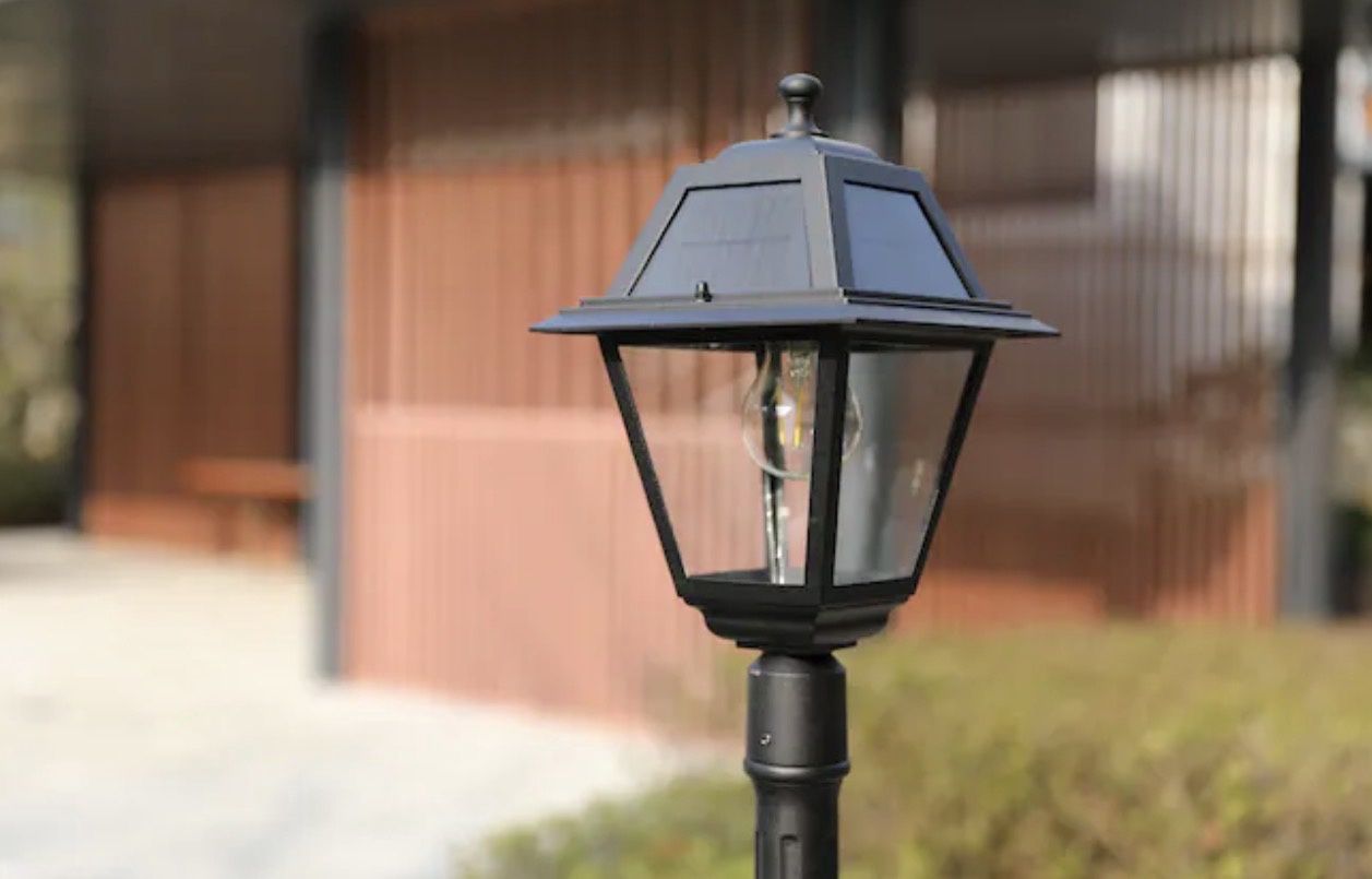 Solar Lamp Post Black Solar Incandescent Post light