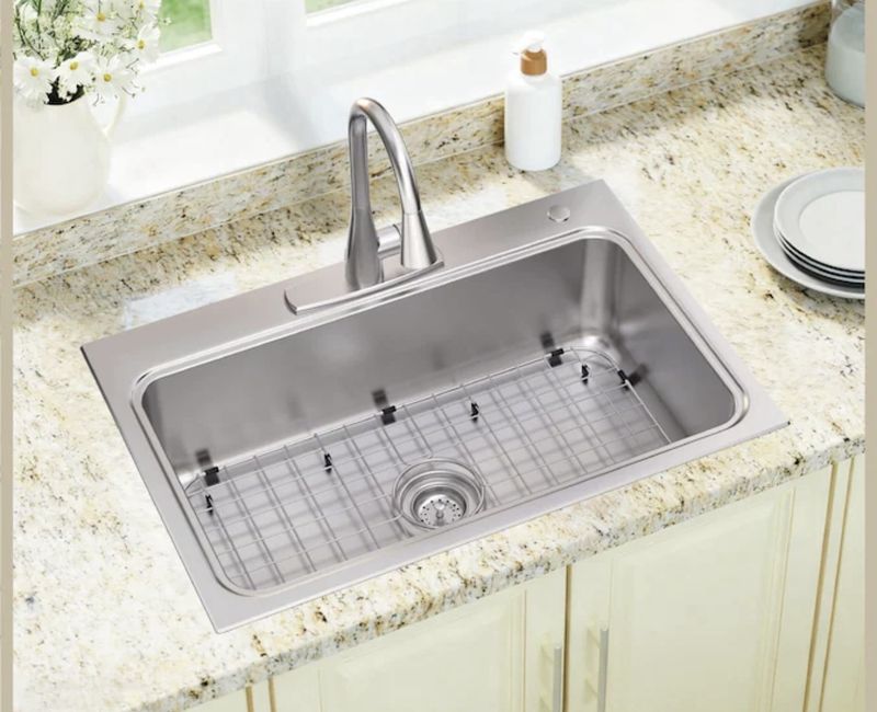 Hoffman Drop-in or undermount 33-in x 22-in Stainless steel Single bowl 18 -Gauge Kitchen Sink