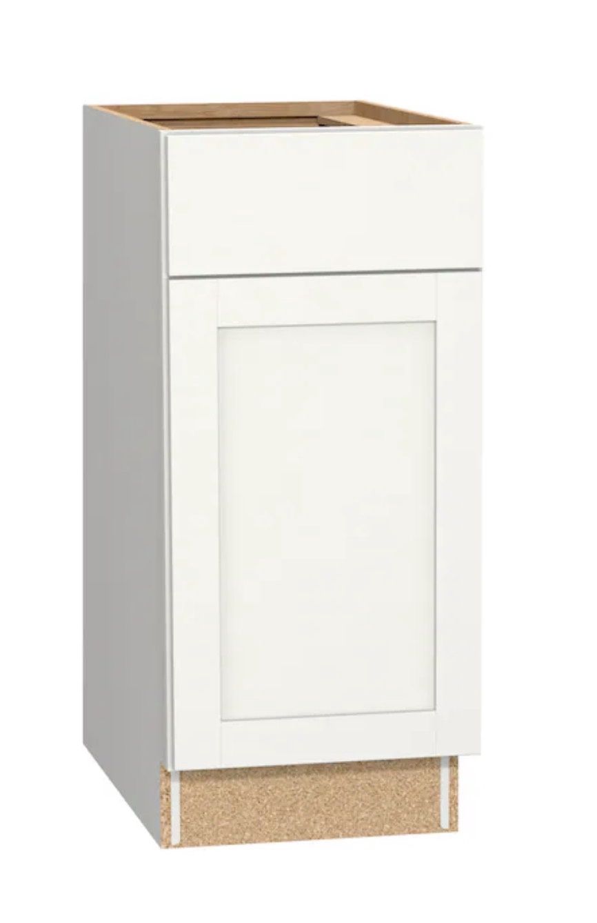 Arcadia 15-in W × 35-in H x 23.75-in D White Base Fully Assembled Cabinet Recessed Panel Shaker