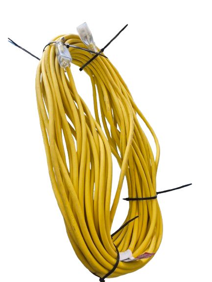 Husky 100 ft. 14/3 Medium Duty Indoor/Outdoor Extension Cord with Lighted End, Yellow