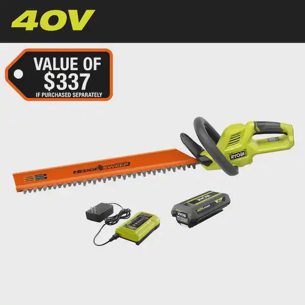 40V 24 in. Cordless Battery Hedge Trimmer with 2.0 Ah Battery and Charger