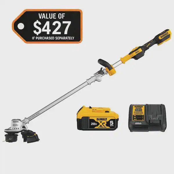 20V MAX 14 in. Brushless Cordless Battery Powered Foldable String Trimmer Kit with (1) 5 Ah Battery &amp; Charger