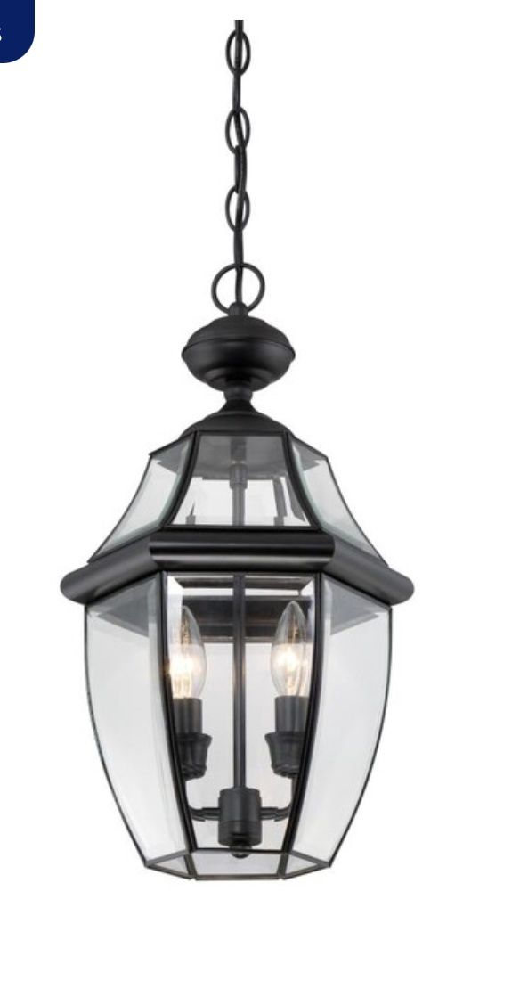 Brayden 2-Light Mystic black French country/ cottage Beveled glass Lantern Medium (10-22 in..