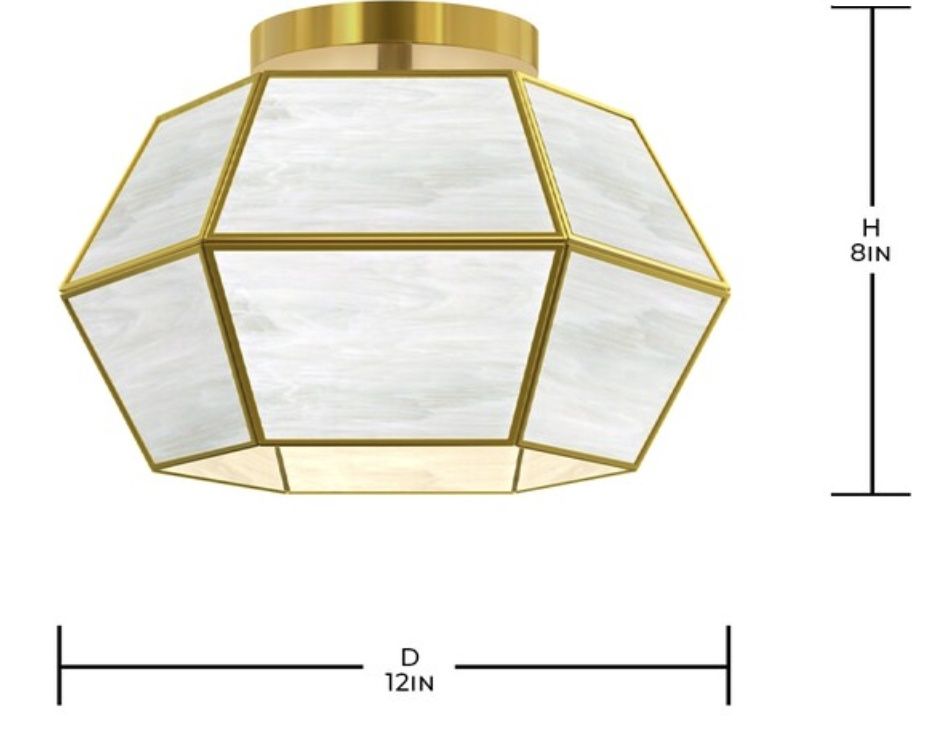 allen + roth Paxon 12-in White Indoor 1-Light Flush Mount Light with Stained Glass