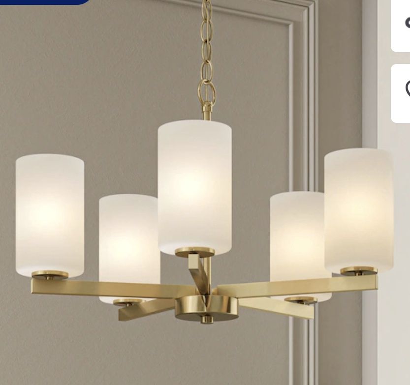 Quoizel Vista 5-Light Brushed Gold Etched glass Steel Chandelier