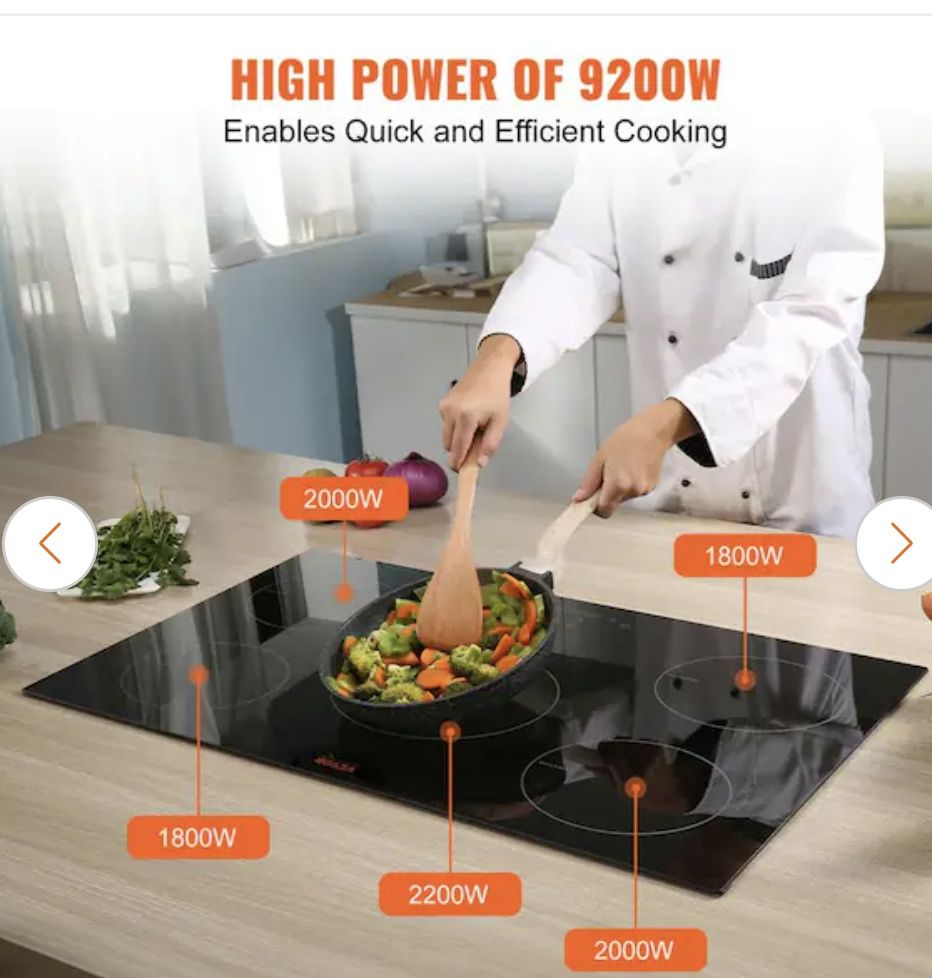 VEVOR Built-in Induction Electric Stove Top 5 Burners Ceramic Glass Surface Electric Cooktop 30.3 x 20.5 in. Radiant Cooktop
