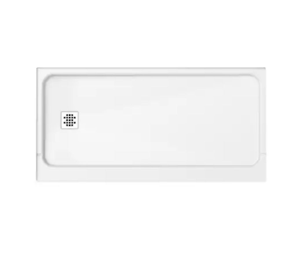 Pro Steel 30-in W x 60-in L Left White Single Threshold Rectangle Shower Pan Base with 4-in H Ihreshold