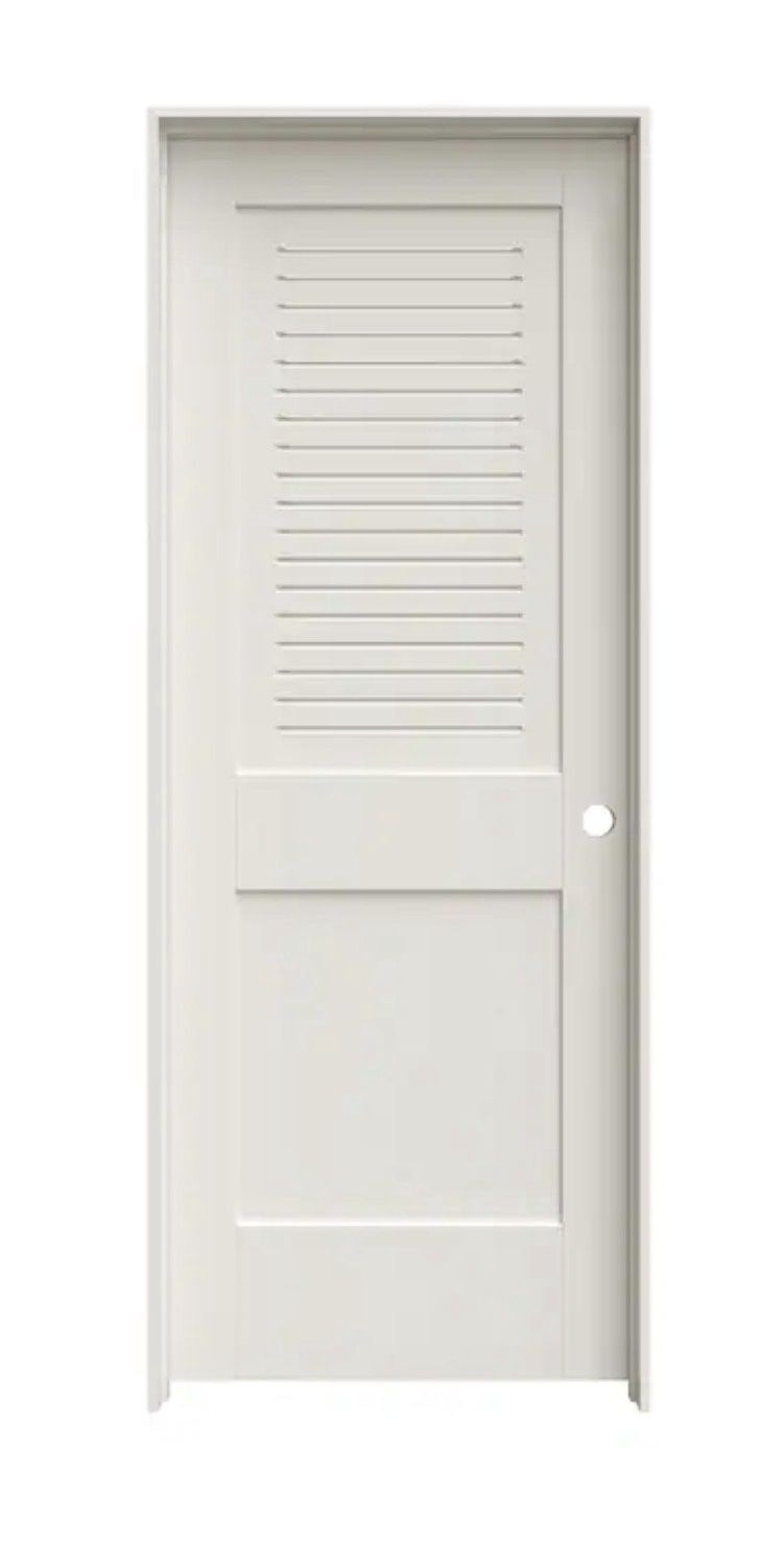 × 80-in Primed Solid Core Louver Left Hand MDF Single Prehung Interior Door