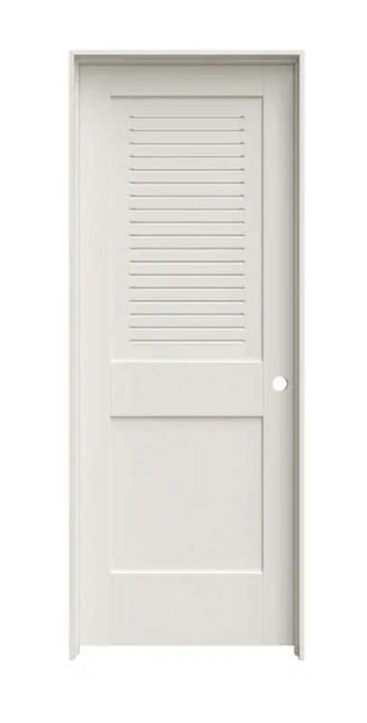 × 80-in Primed Solid Core Louver Left Hand MDF Single Prehung Interior Door