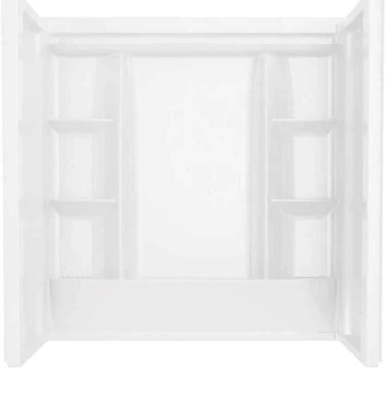 EverEdge 32-in L x 60-in W × 61-in H High Gloss White 3 -Piece Direct to Stud Bathtub Surround