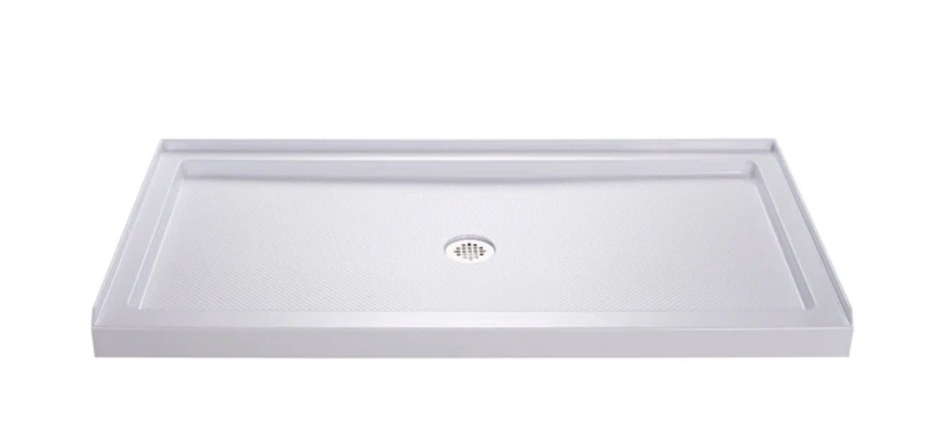 SlimLine 36-in W × 54-in L Center White Single Threshold Rectangle Shower Pan Base