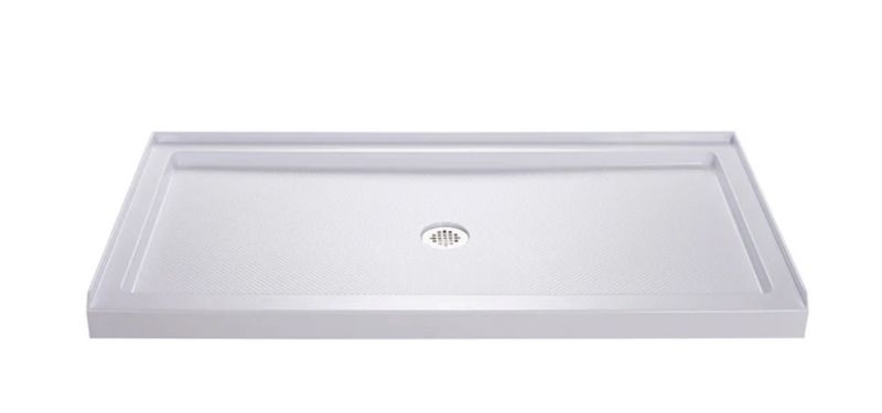 SlimLine 36-in W × 54-in L Center White Single Threshold Rectangle Shower Pan Base