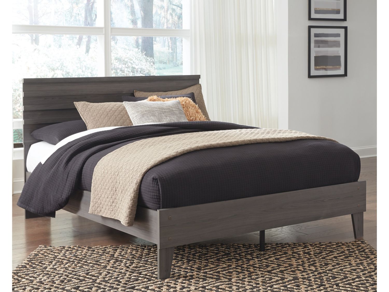 Brymont Queen Panel Platform Bed, Color: Gray