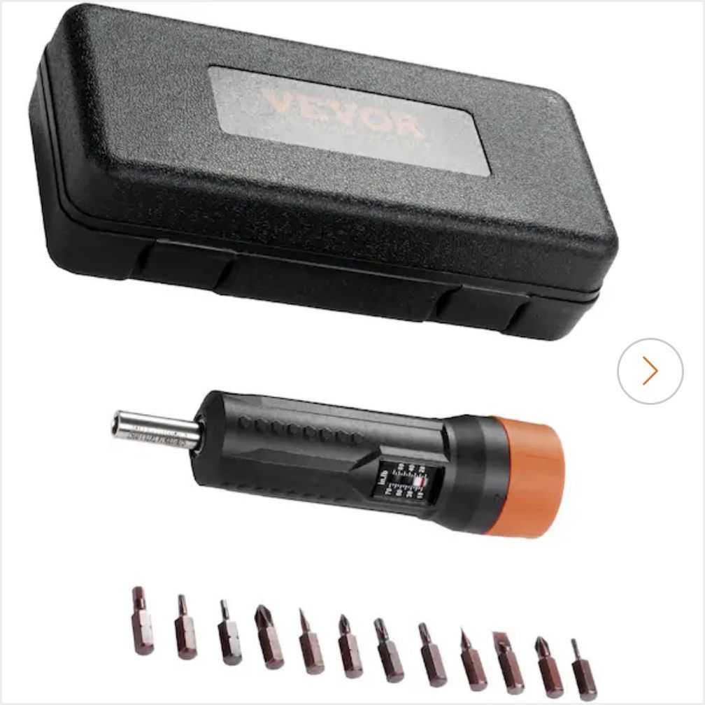 VEVOR ¼ in. Drive Torque Screwdriver Set : 10-70 in-lbs. Torque Adjustment Range : 1 in-lb. Increment Torque Screwdriver,