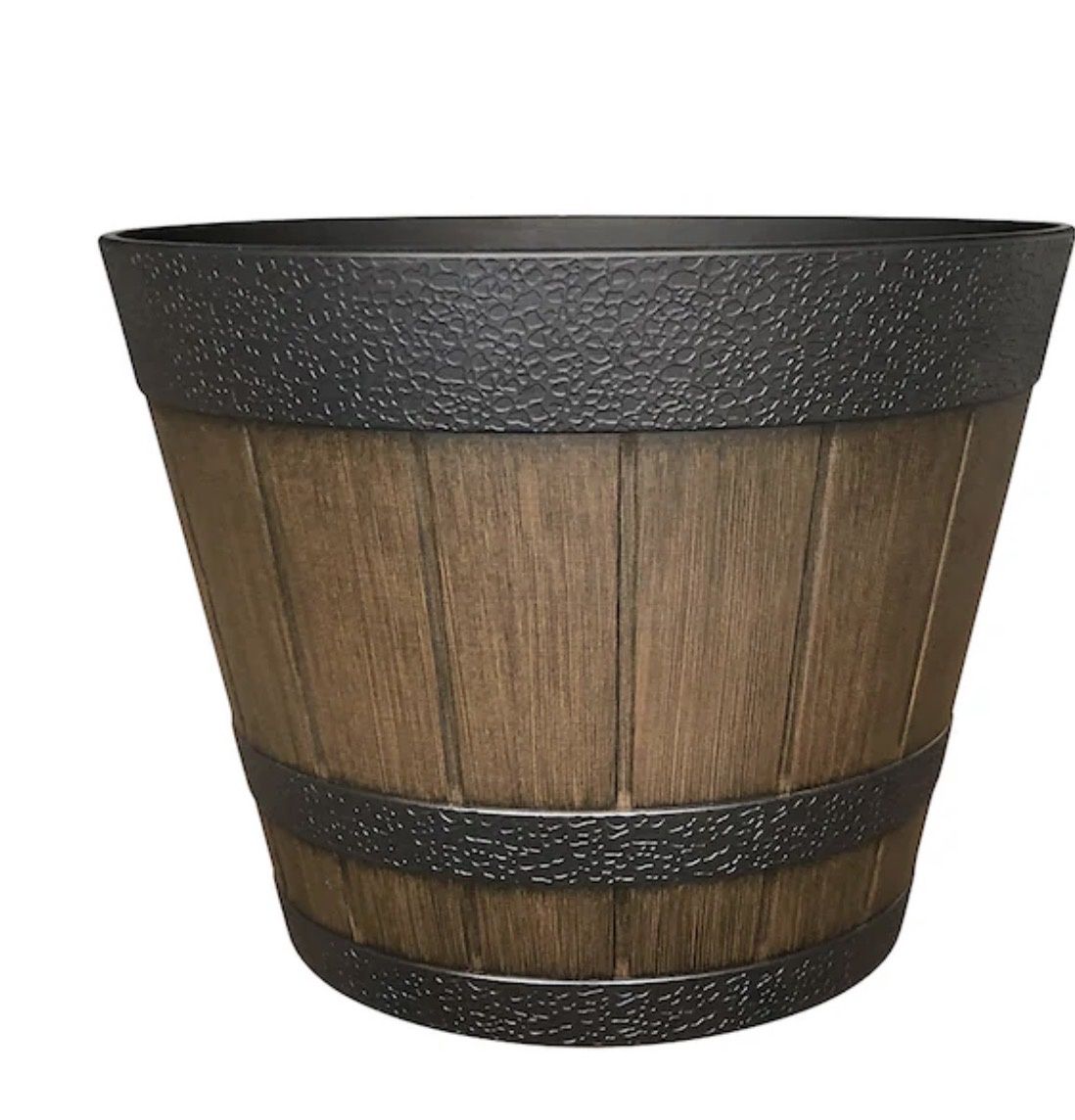 Round 13.26-in W × 13.26-in L x 9.88-in H Brown Resin Indoor/Outdoor Planter