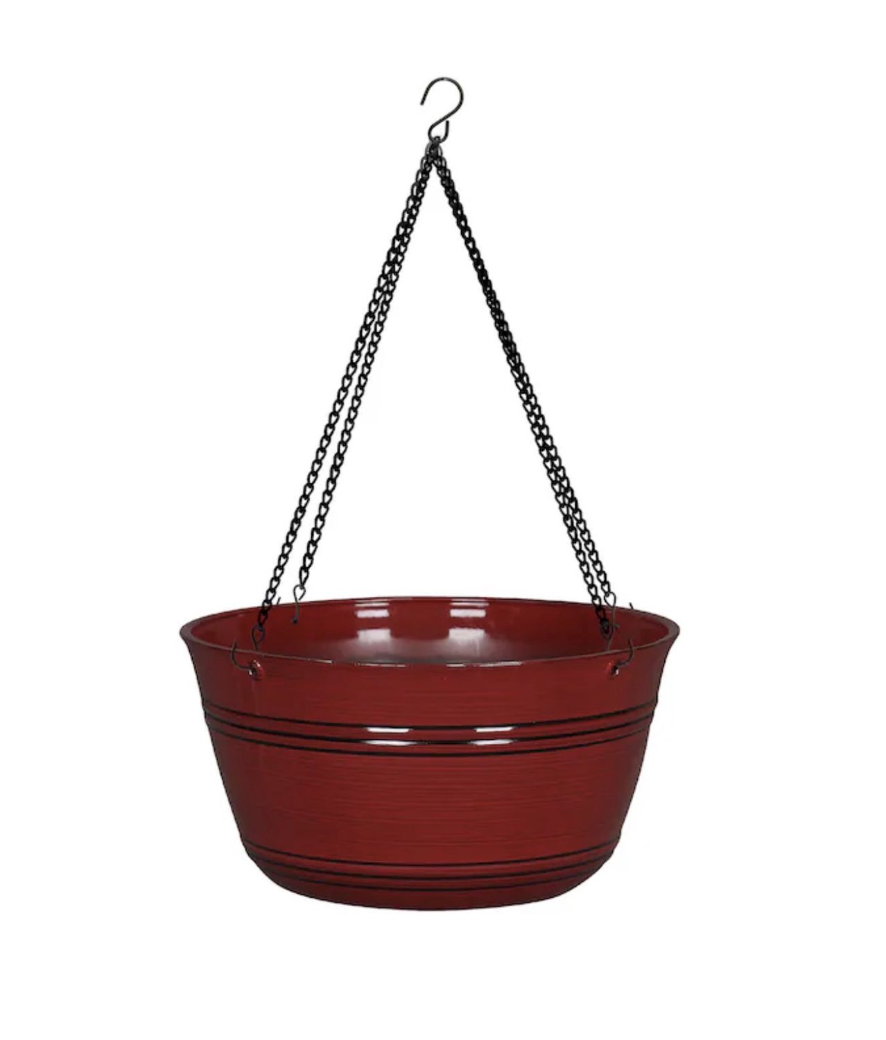 Round 11.34-in W × 11.34-in L x 6.34-in H Red Resin Indoor/Outdoor Hanging planter