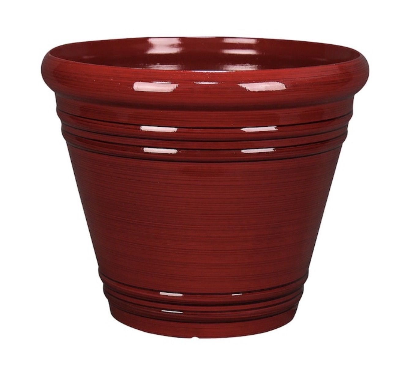 Round 13.46-in W × 13.46-in L x 11.65-in H Red Recycled plastic Indoor/Outdoor Planter, Color: Red