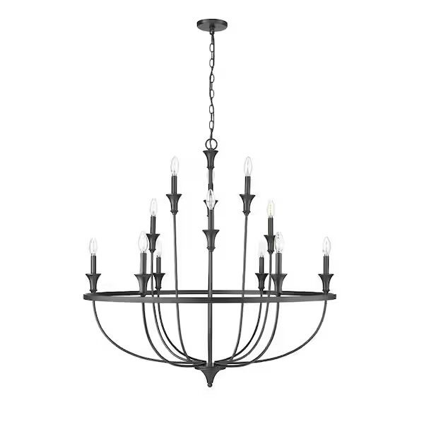 Emery 40.2 in. 12-Light Matte Black Chandelier