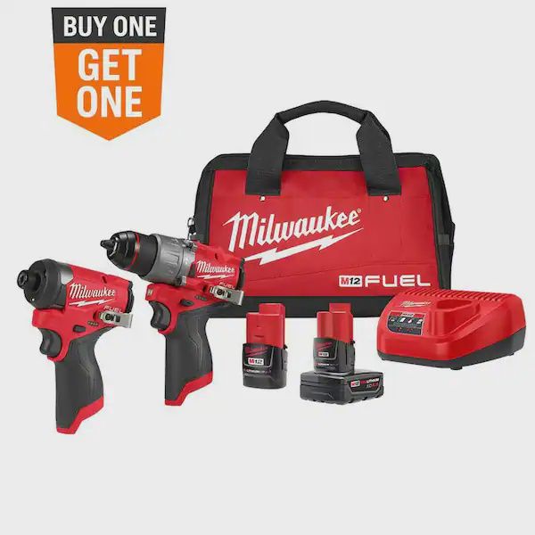 3497-22  M12 FUEL 12-Volt Lithium-Ion Brushless Cordless Hammer Drill and Impact Driver Combo Kit w/2 Batteries and Bag (2-Tool)