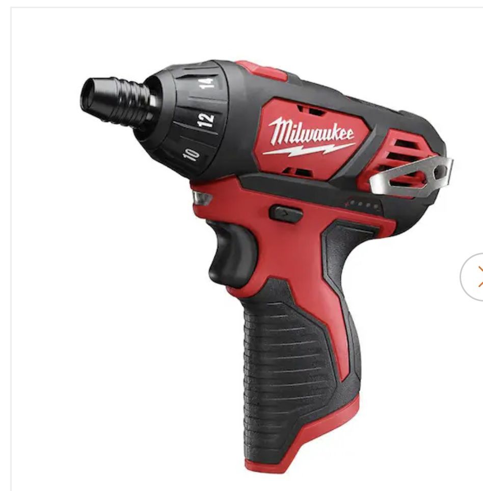 2401-20 Milwaukee M12 12V Lithium-Ion Cordless 1/4 in. Hex Screwdriver (Tool-Only)