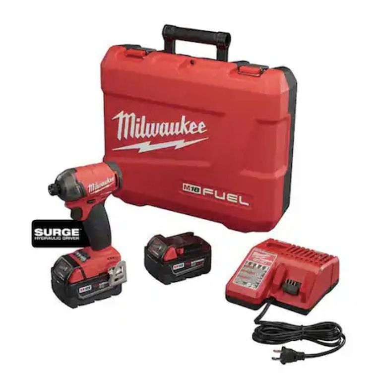 2760-22 Milwaukee M18 FUEL SURGE 18V Lithium-Ion Brushless Cordless 1/4 in. Hex Impact Driver Compact Kit with Two 5.0 Ah Batteries