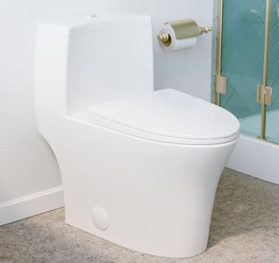 Swiss Madison Bastille 1-Piece 0.8/1.28 GPF Dual Flush Elongated Toilet in Glossy White Seat Included