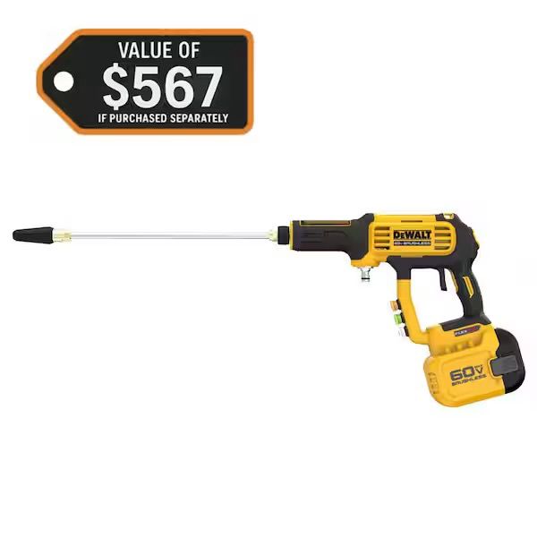 DCPW1000X1 FLEXVOLT 60V MAX 1000 PSI 1.0 GPM Cold Water Cordless Battery Power Cleaner Kit w/(1) FLEXVOLT 3 Ah Battery and Charger