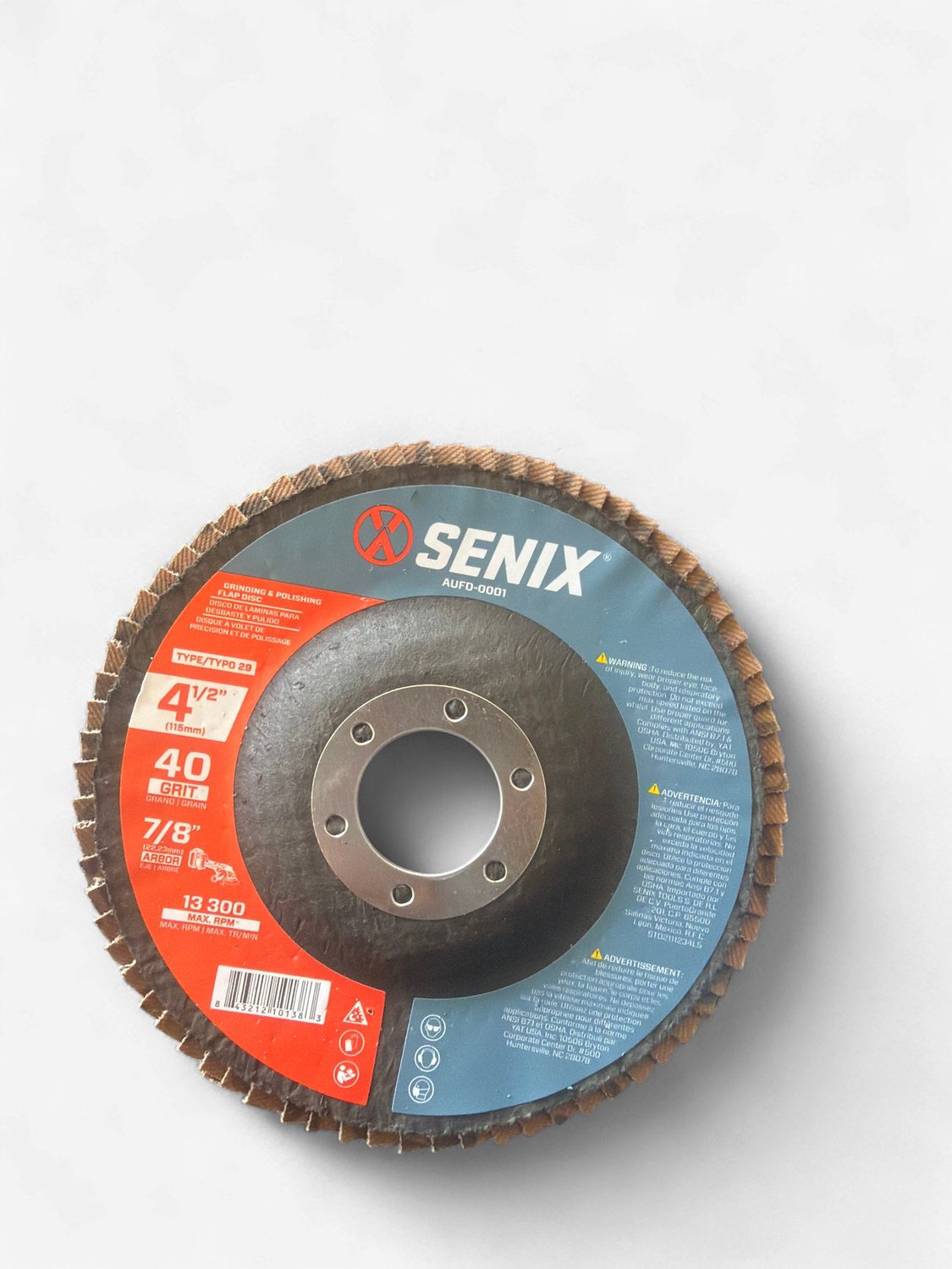 AUFD-0001 SENIX 4-1/2 inch 40-Grit Grinding and Polishing Flap Disc