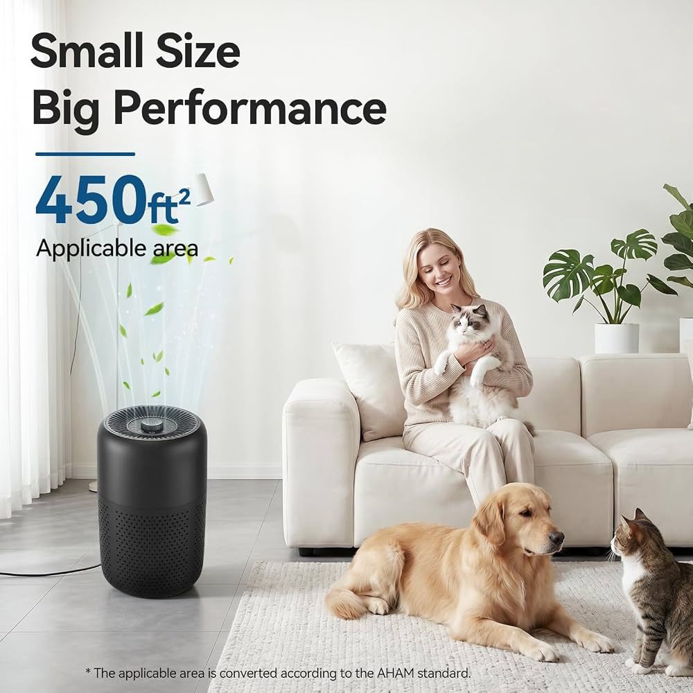 450 sq ft YARIKI Air Purifiers for Bedroom with H13 True HEPA Filter