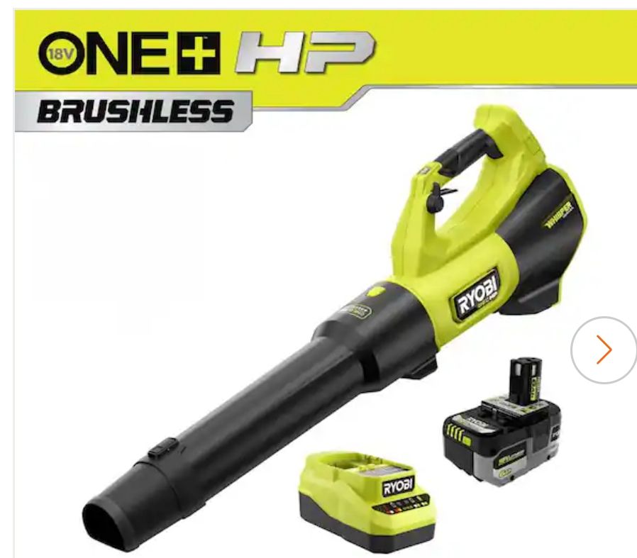 PBLLB01K ONE+ HP 18V Brushless Whisper Series 130 MPH 510 CFM Battery Leaf Blower with 6.0 Ah Battery and Charger