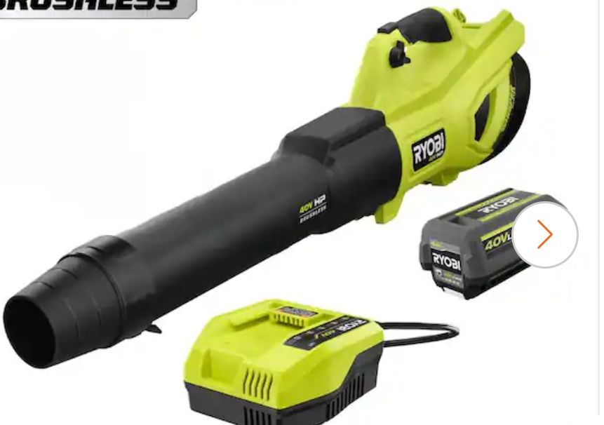 RY404014K 40V HP Brushless Whisper Series 160 MPH 650 CFM Leaf Blower Cordless with 4.0 Ah Battery and Charger