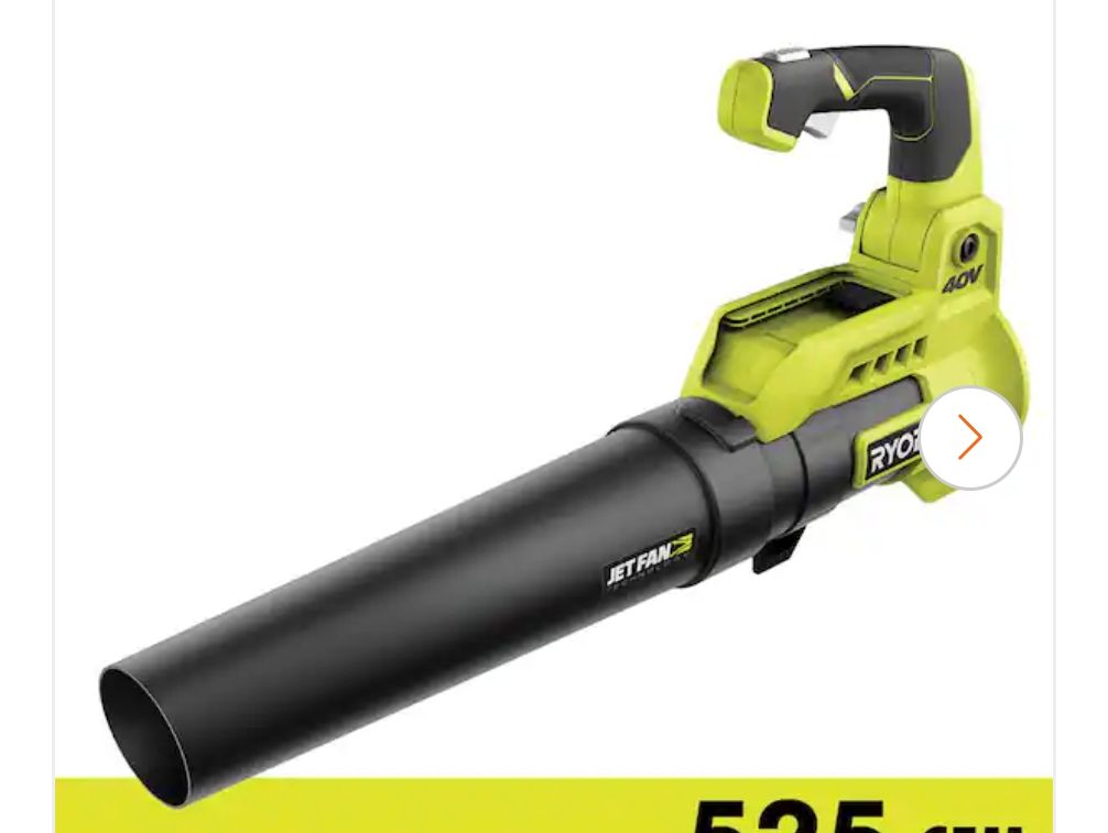 RY40408BTL 40V 110 MPH 525 CFM Cordless Battery Variable-Speed Jet Fan Leaf Blower (Tool-Only)