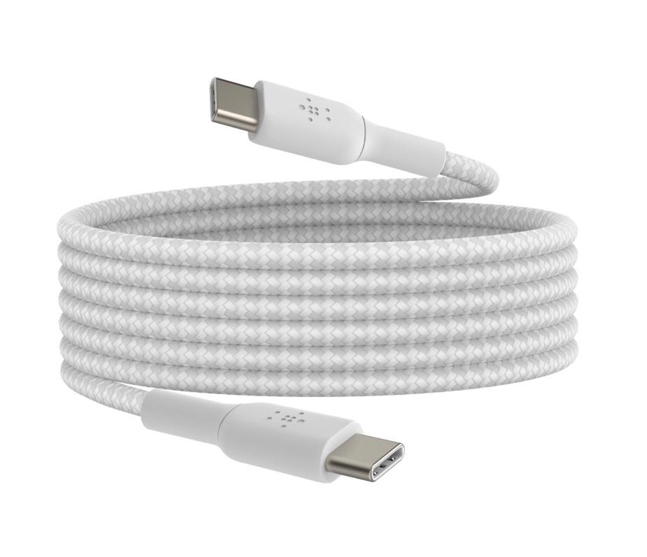 Belkin BoostCharge 3.3ft Braided USB-C to USB-C Cable, White CAB004BT2MWH