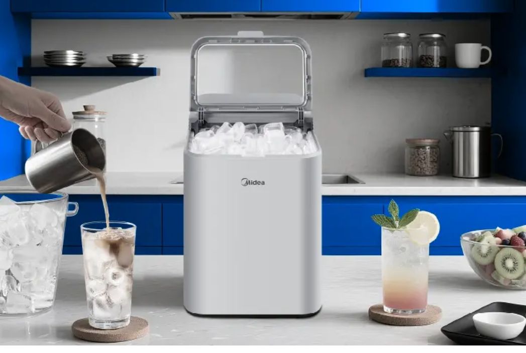 Midea MERI26B1AGY Countertop Bullet-Ice Maker, 8 Ice Bullets Ready in 6 Minutes, 26lbs/24H,