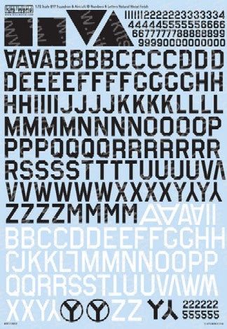 1/72 B17 Sq. ID Lettering, Numbers, Bomb Group Symbols for Natural Metal Finish