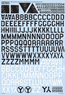 1/72 B17 Sq. ID Lettering, Numbers, Bomb Group Symbols for Natural Metal Finish