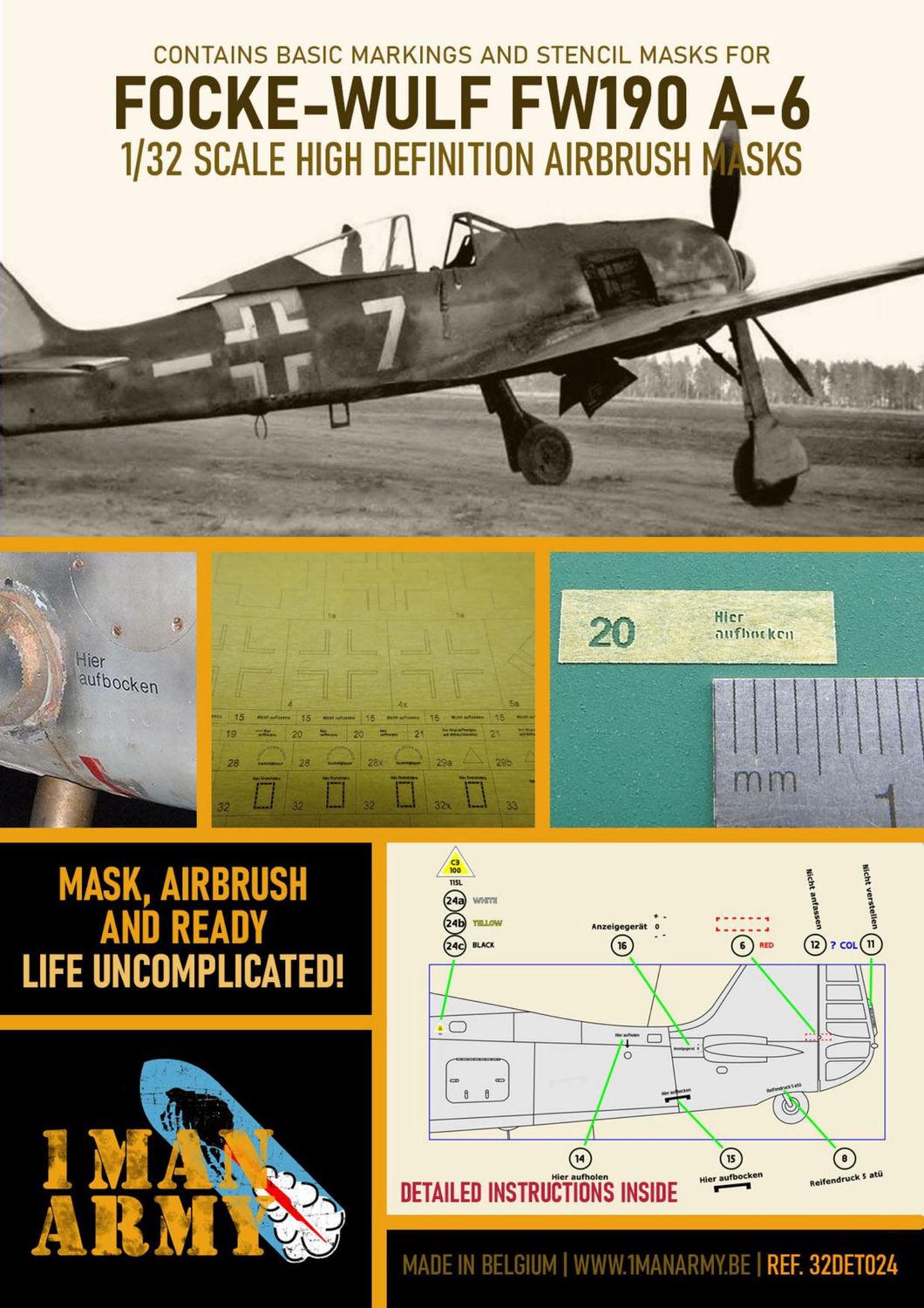 1ManArmy 1/32 FW190 A-6 Airbrush Paint Mask